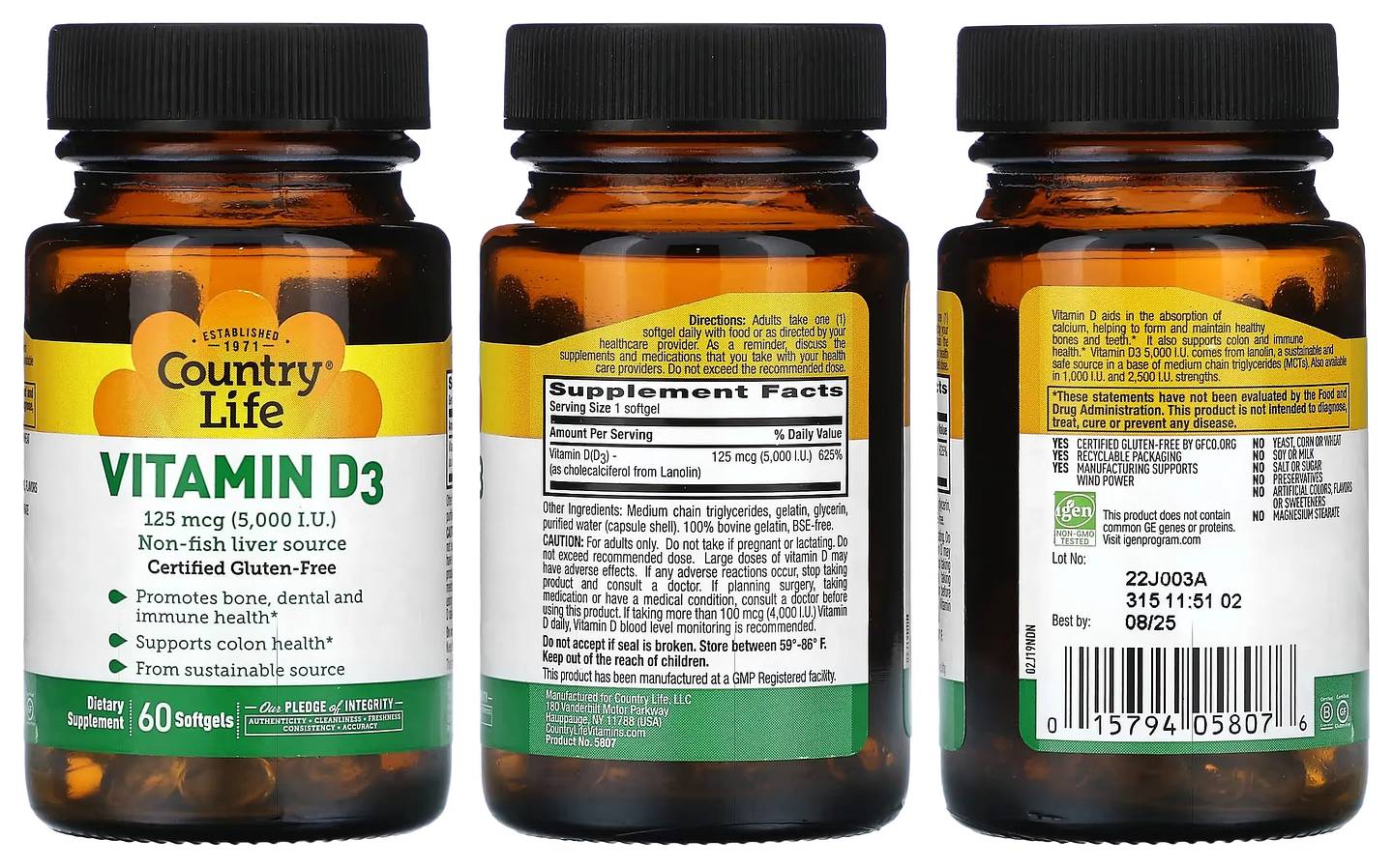 Country Life, Vitamin D3 packaging