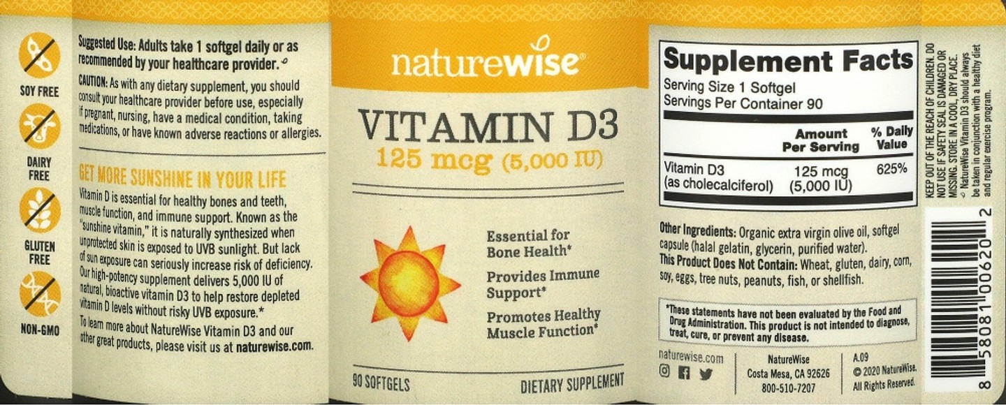 NatureWise, Vitamin D3 label