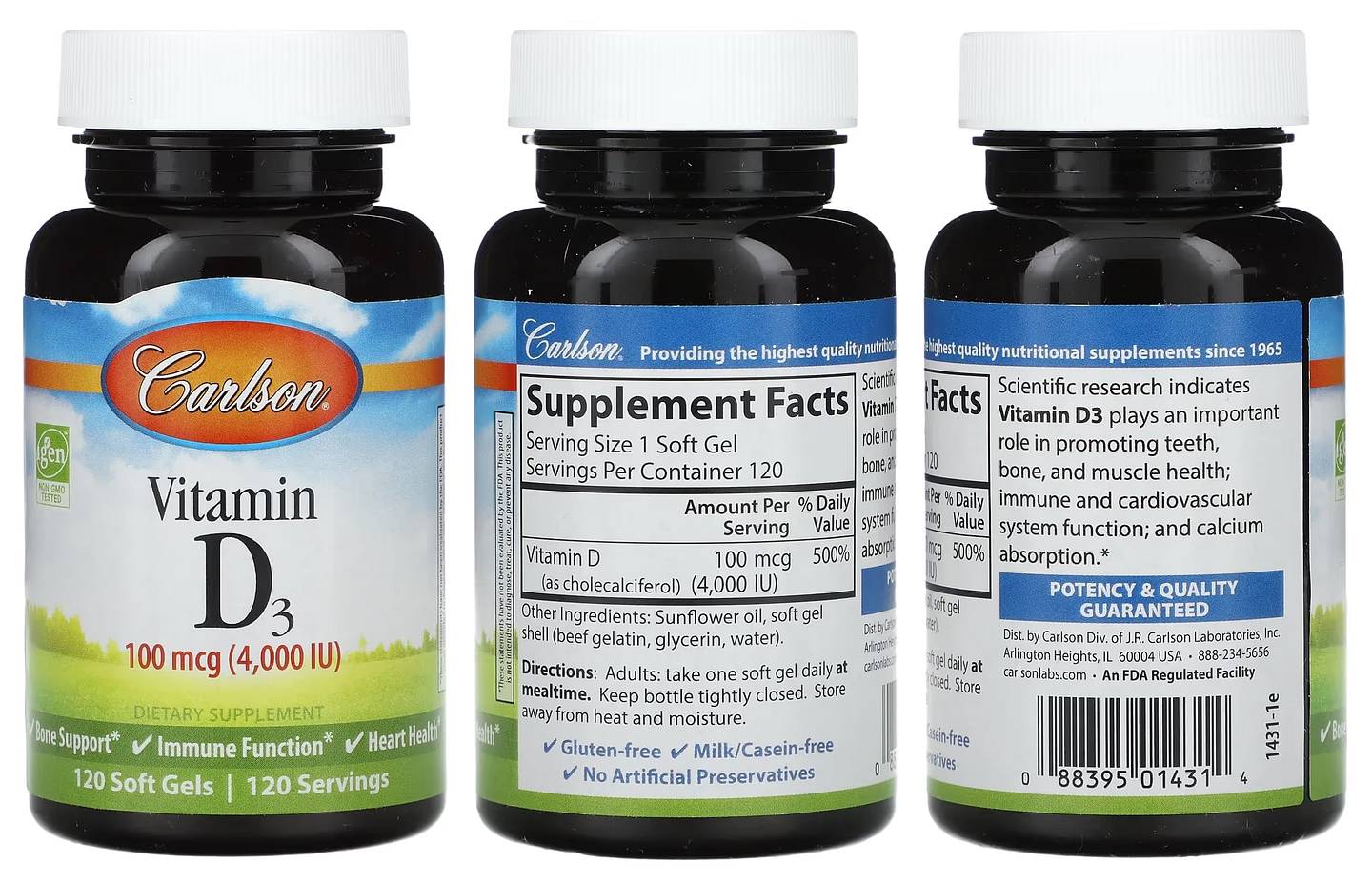 Carlson, Vitamin D3 packaging