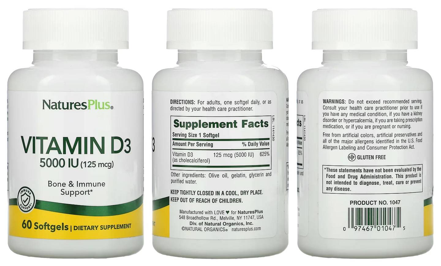 NaturesPlus, Vitamin D3 packaging