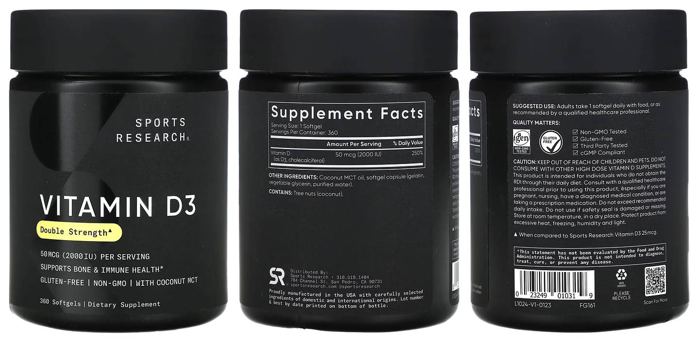 Sports Research, Vitamin D3 packaging