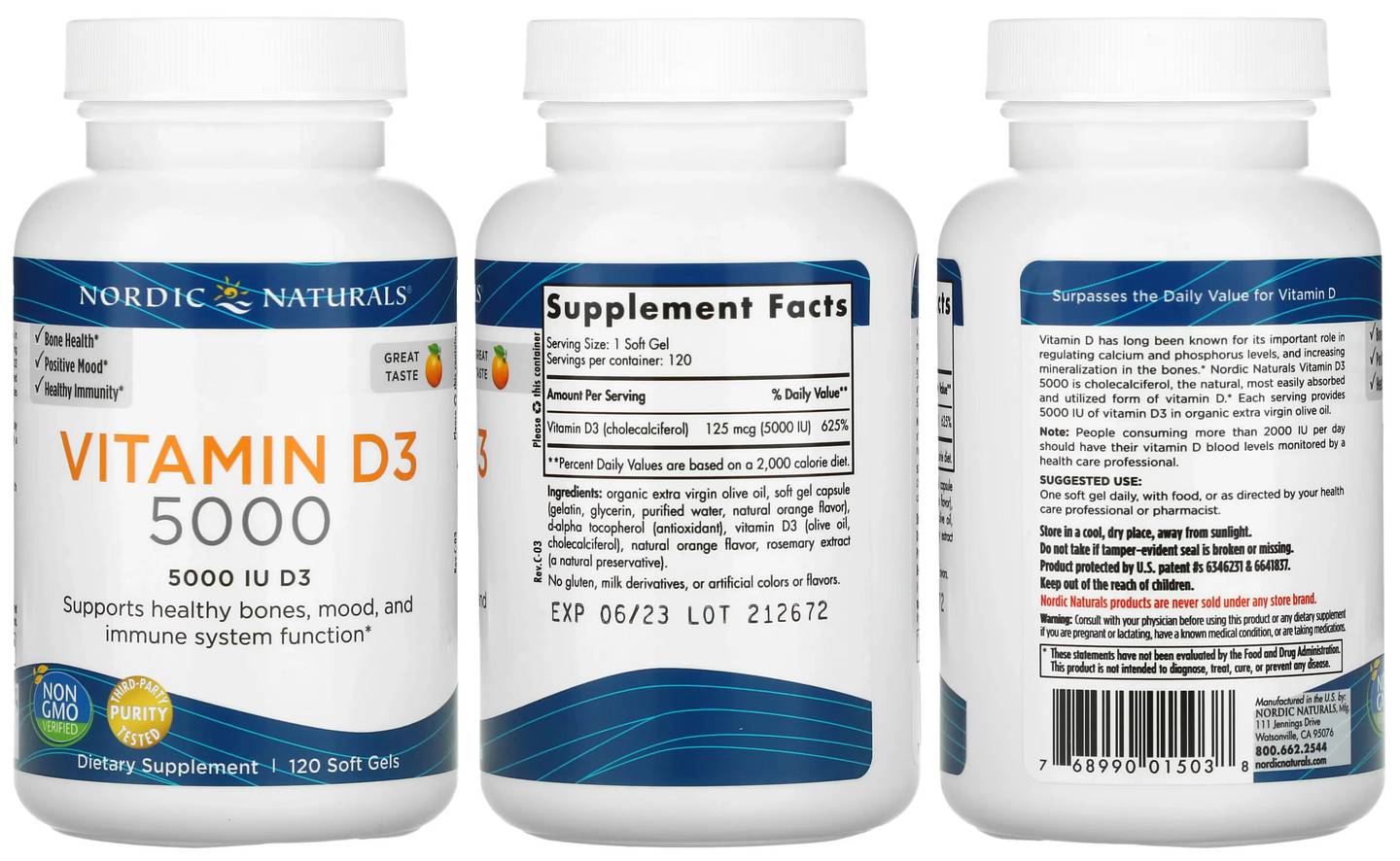 Nordic Naturals, Vitamin D3 5000 packaging