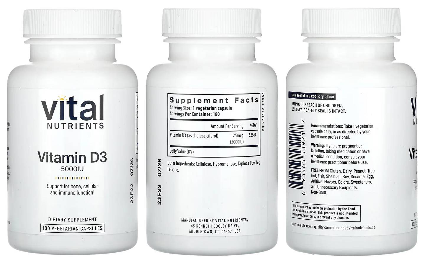 Vital Nutrients, Vitamin D3 packaging