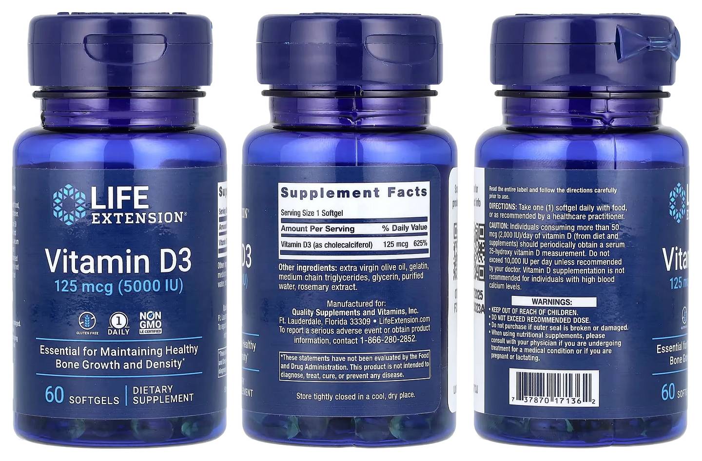 Life Extension, Vitamin D3 packaging