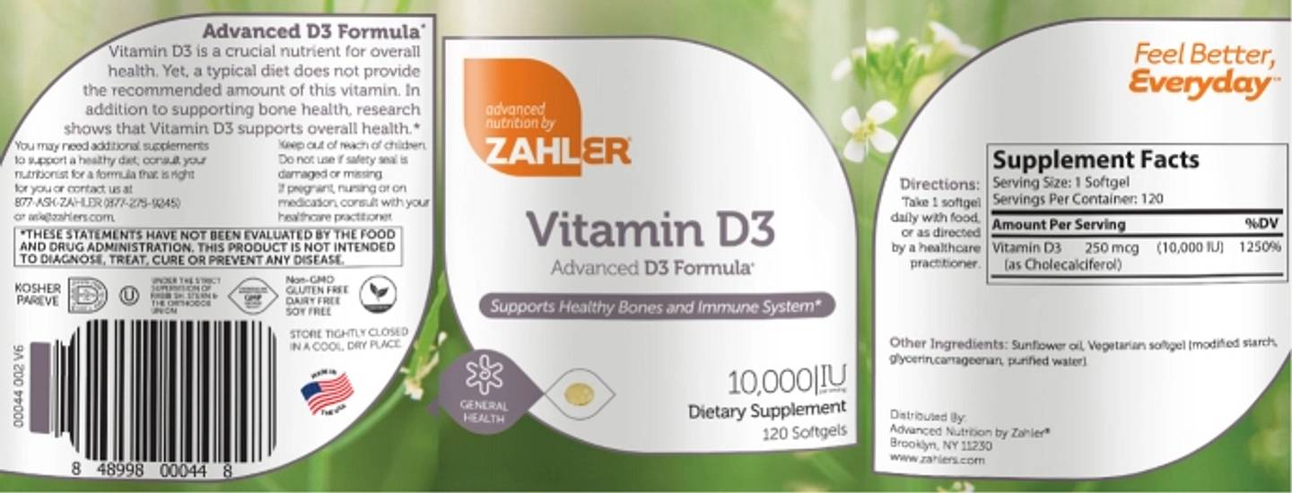 Zahler, Vitamin D3 label