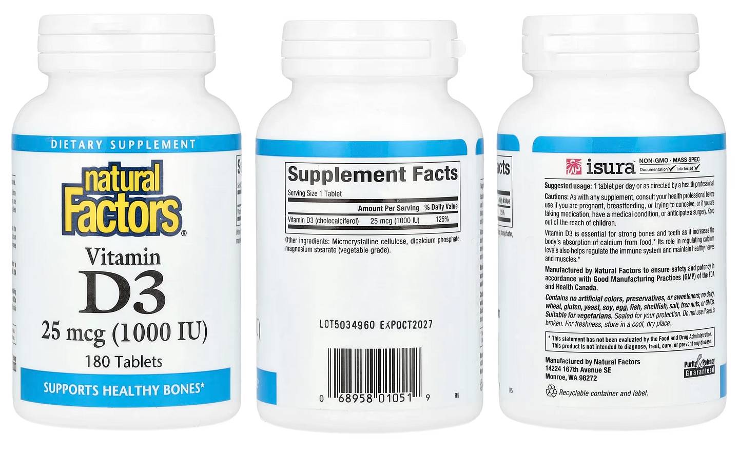Natural Factors, Vitamin D3 packaging