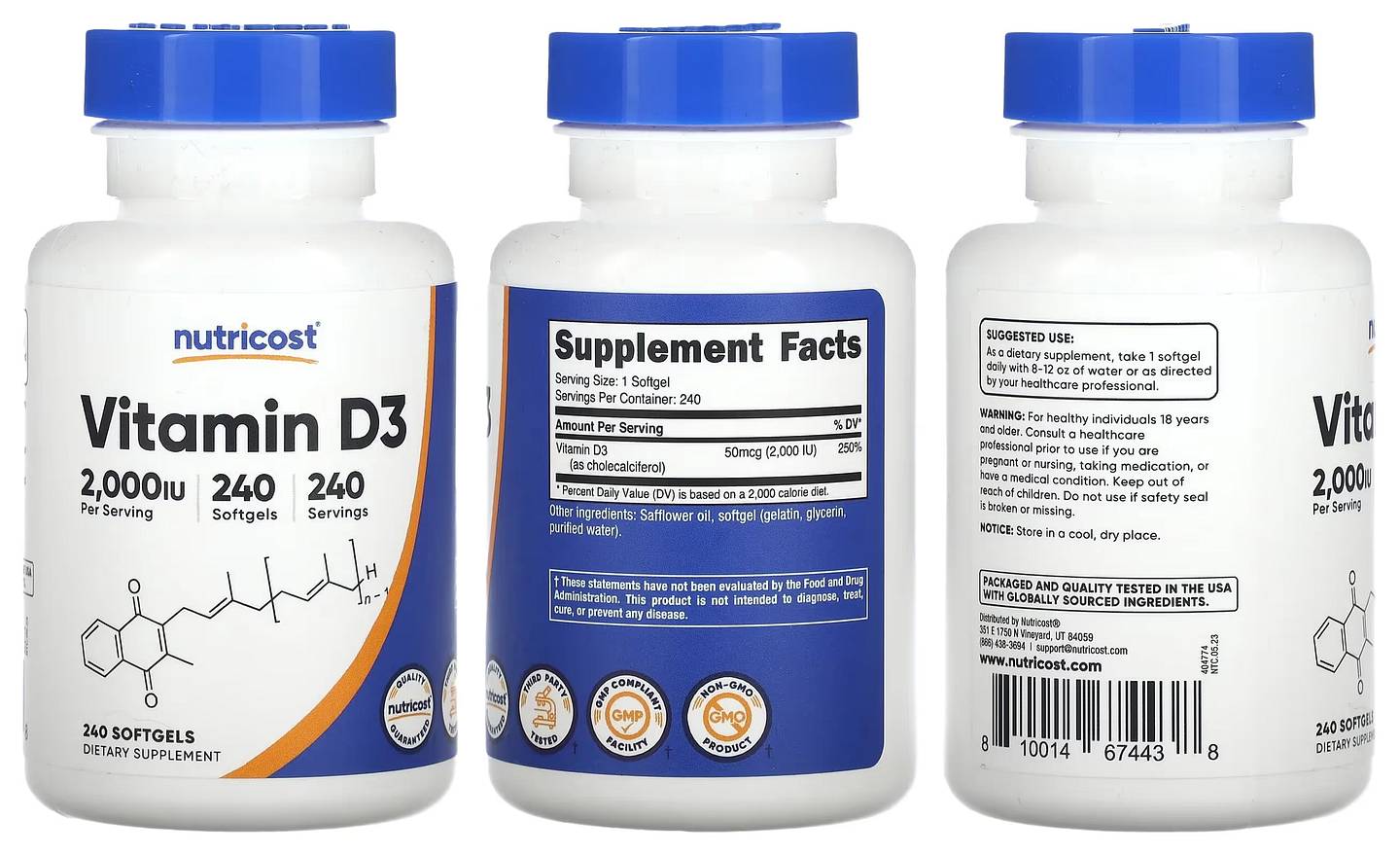 Nutricost, Vitamin D3 packaging