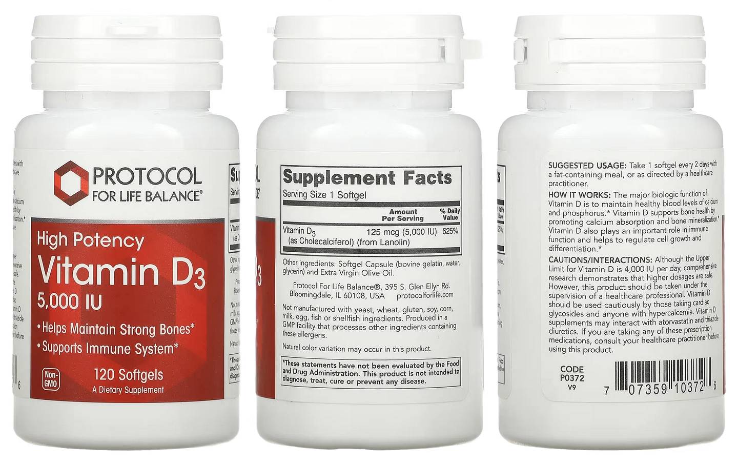 Protocol for Life Balance, Vitamin D3 packaging