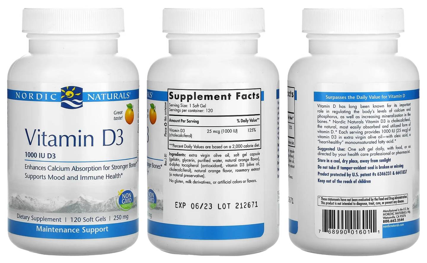 Nordic Naturals, Vitamin D3 packaging