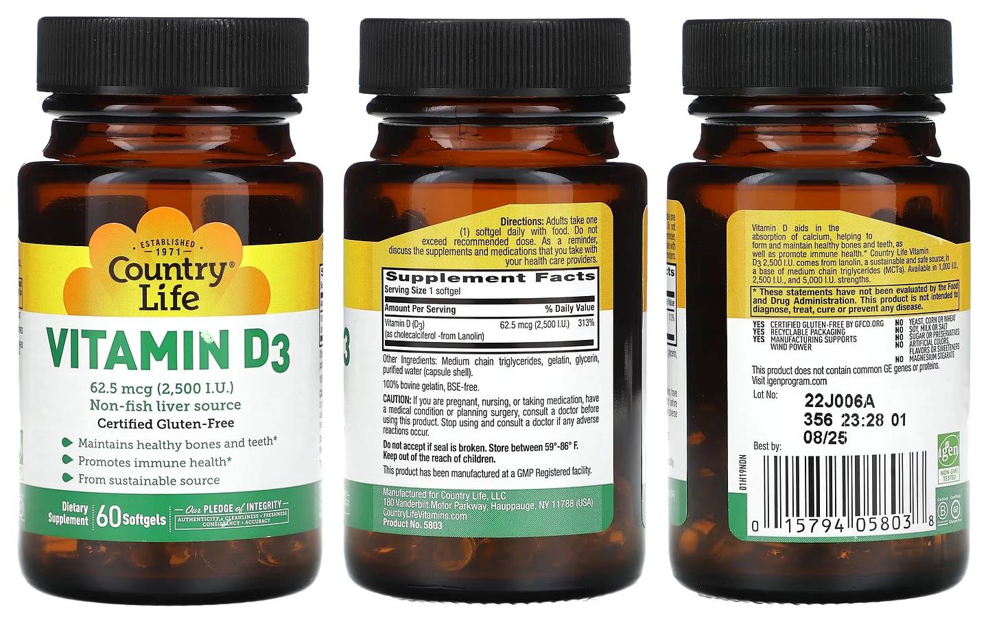 Country Life, Vitamin D3 packaging