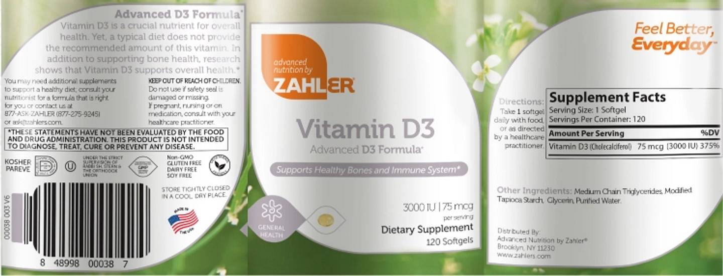 Zahler, Vitamin D3 label