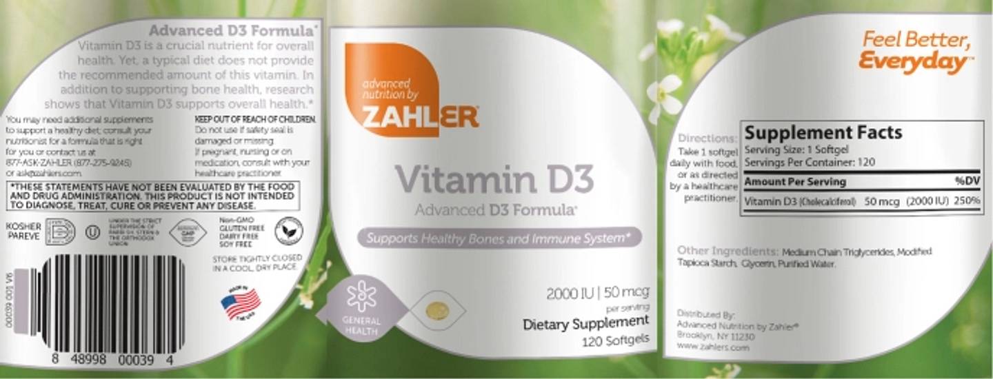 Zahler, Vitamin D3 label