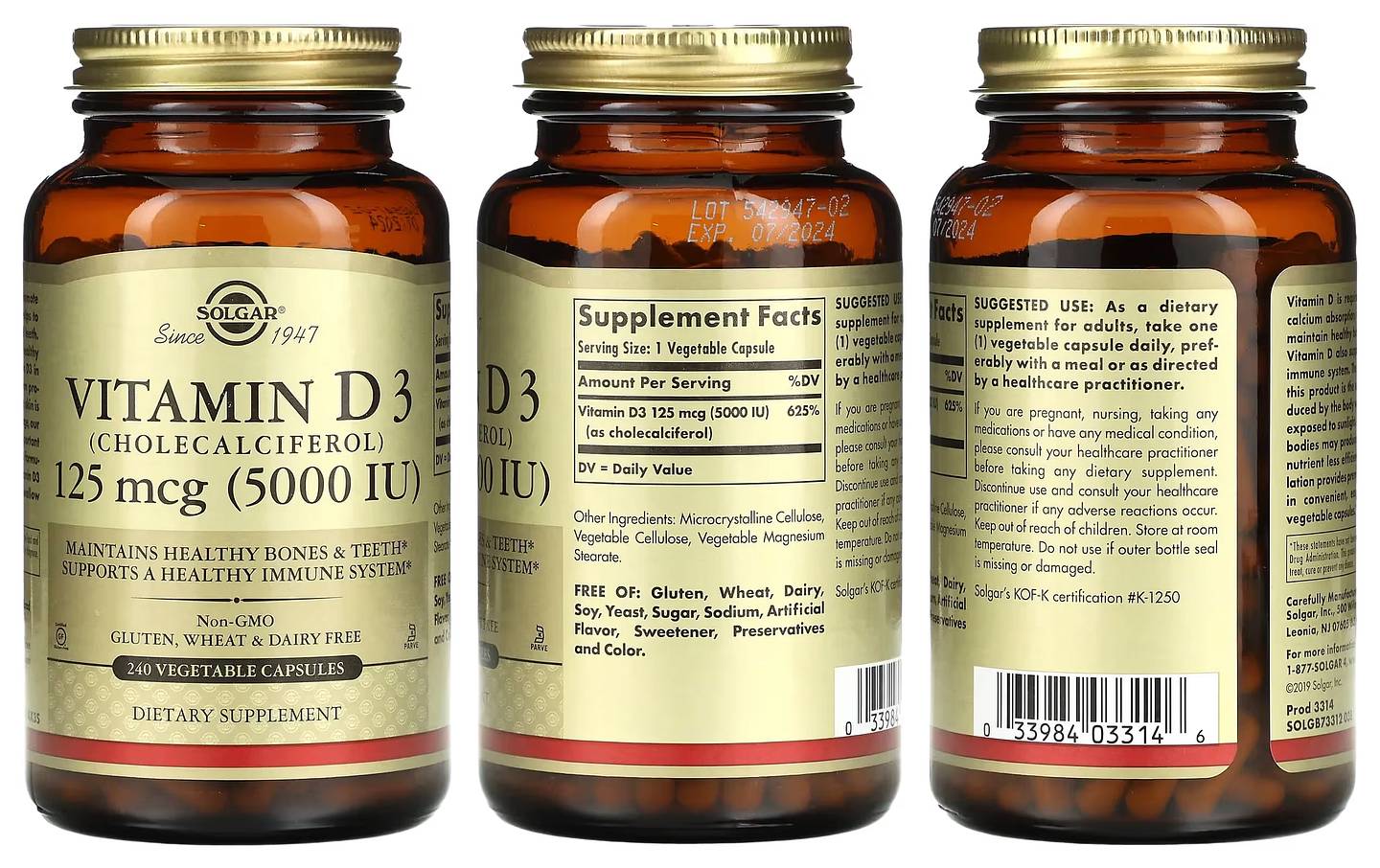 Solgar, Vitamin D3 (Cholecalciferol) packaging