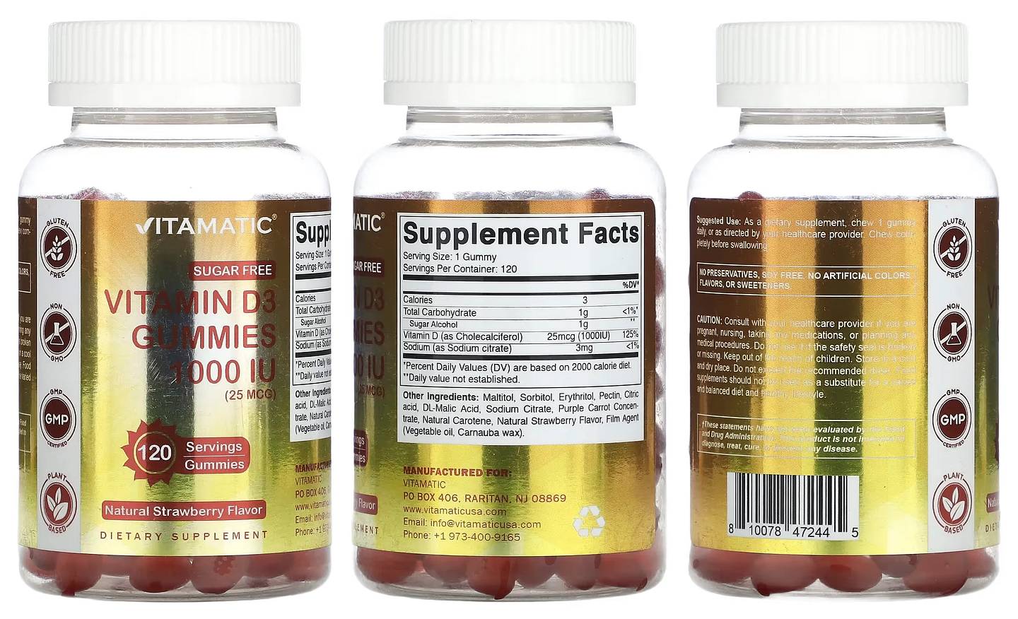 Vitamatic, Vitamin D3 Gummies packaging