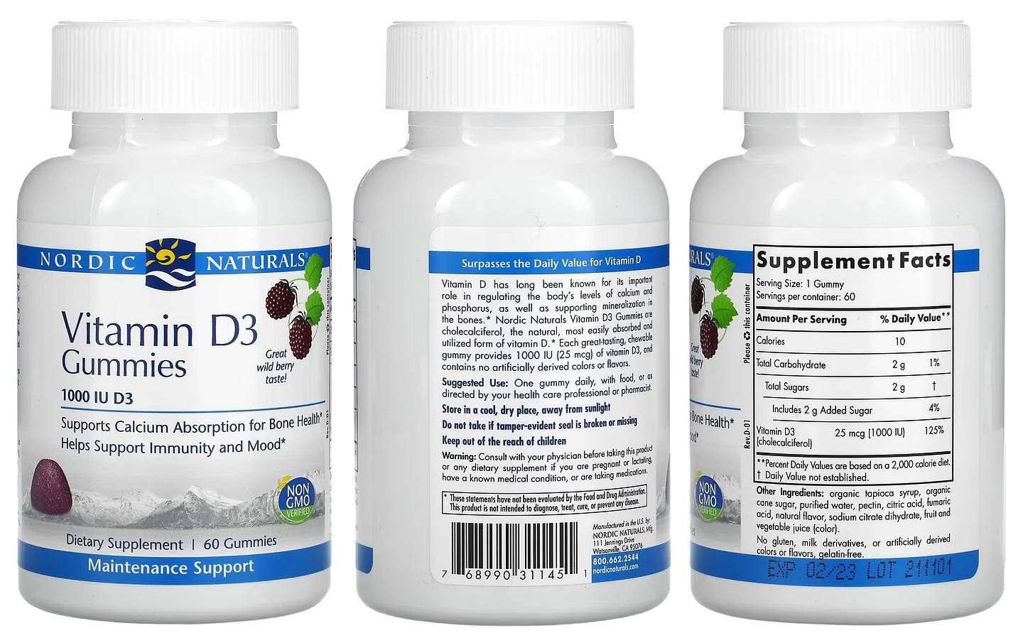 Nordic Naturals, Vitamin D3 Gummies packaging