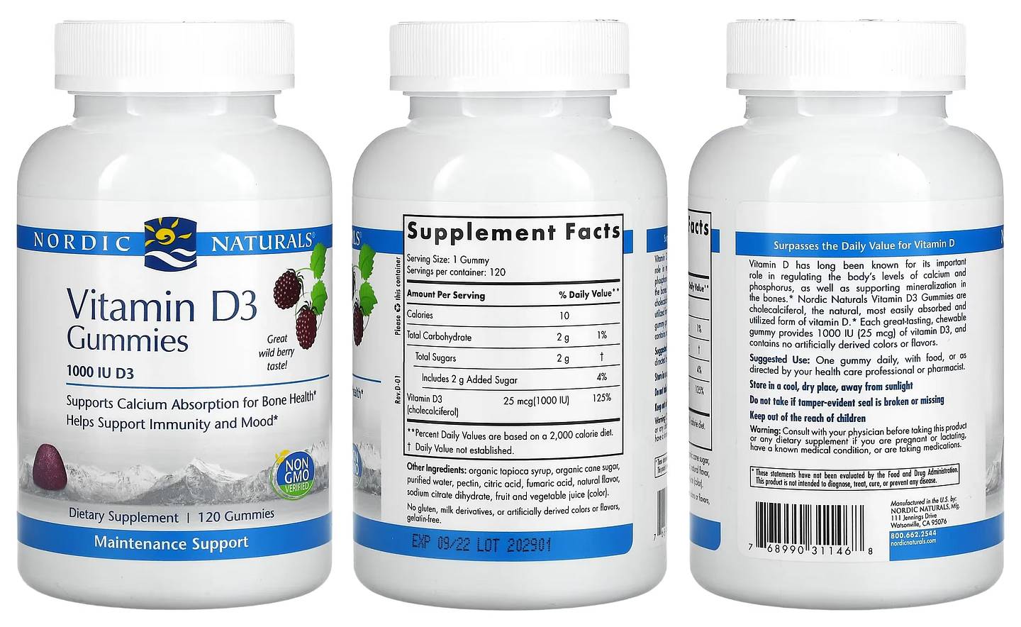 Nordic Naturals, Vitamin D3 Gummies packaging