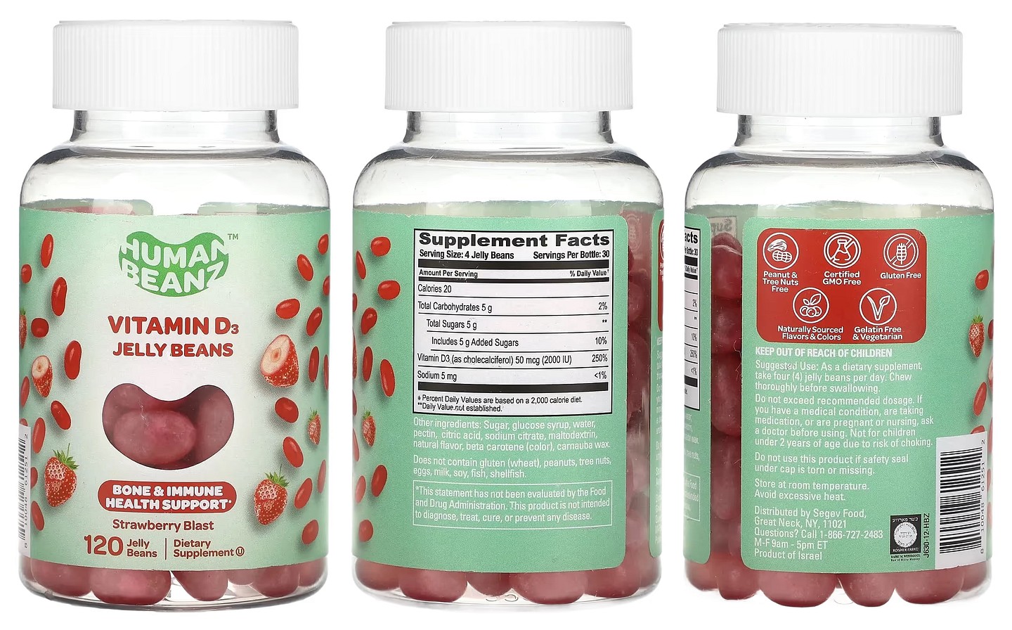 Human Beanz, Vitamin D3 Jelly Beans, Strawberry Blast packaging