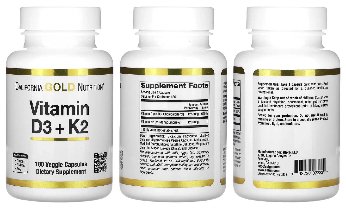 California Gold Nutrition, Vitamin D3 + K2 packaging