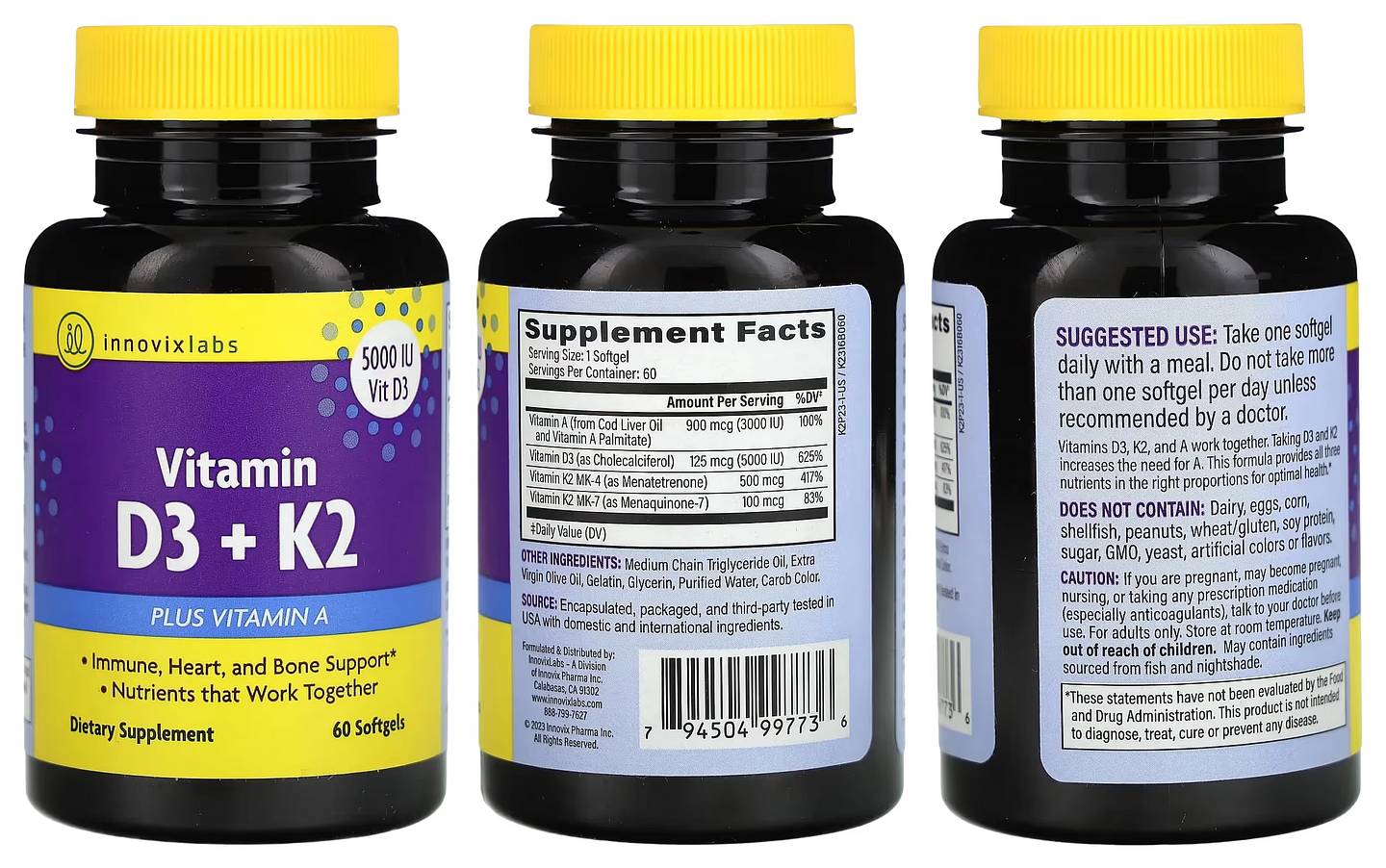 InnovixLabs, Vitamin D3 + K2 packaging