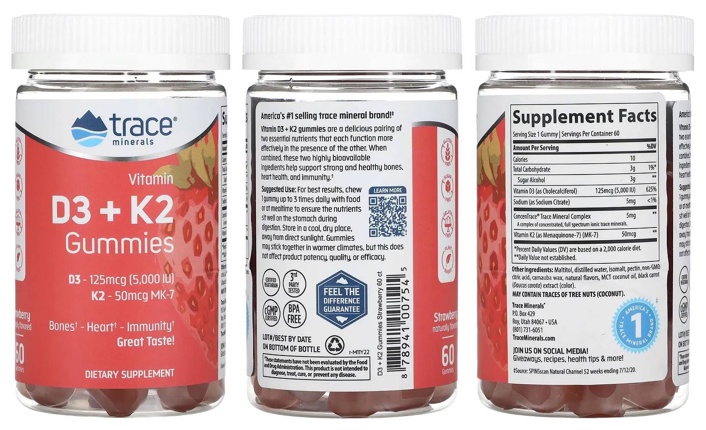 Trace Minerals, Vitamin D3 + K2 Gummies packaging