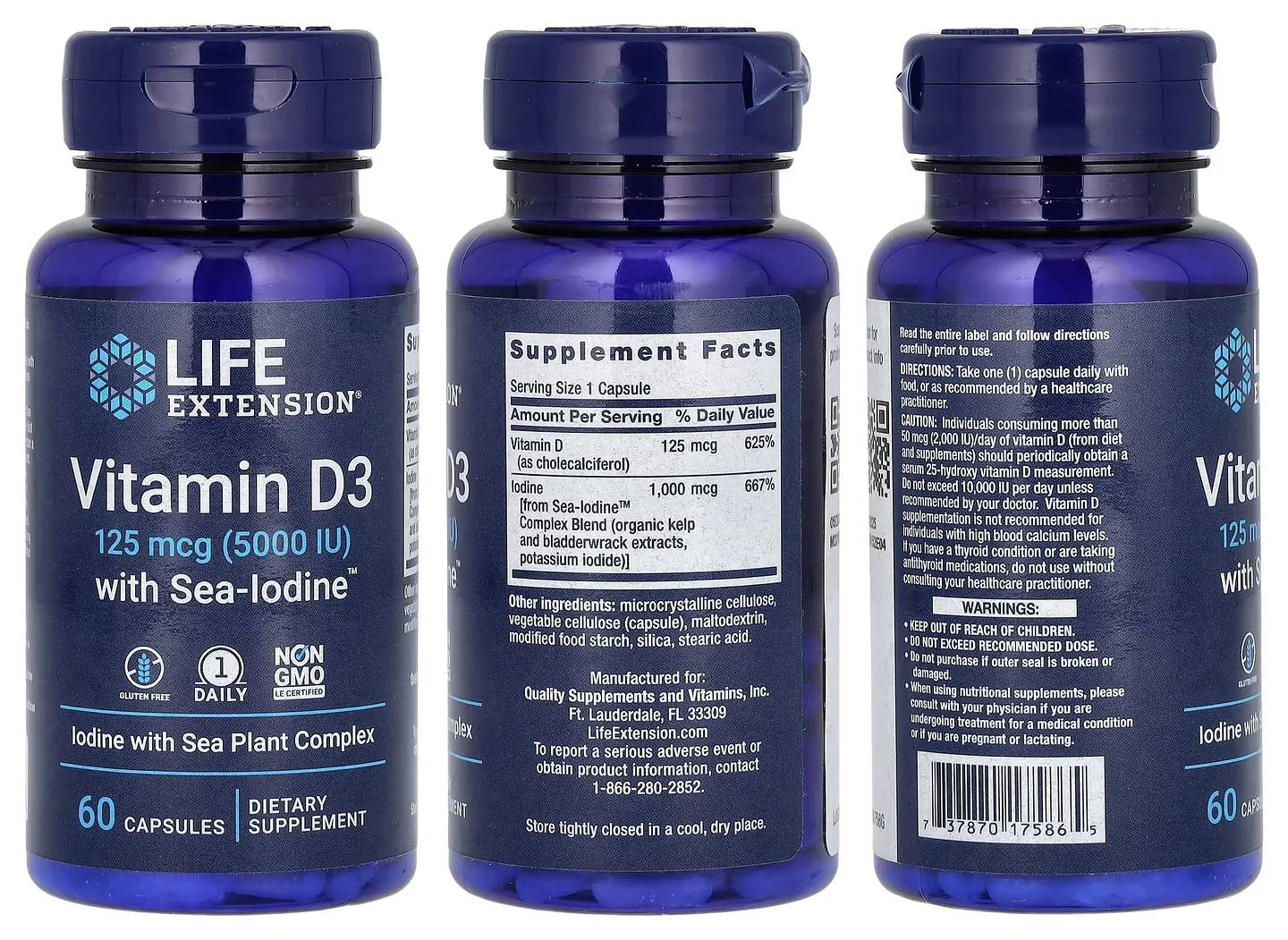 Life Extension, Vitamin D3 with Sea-Iodine packaging