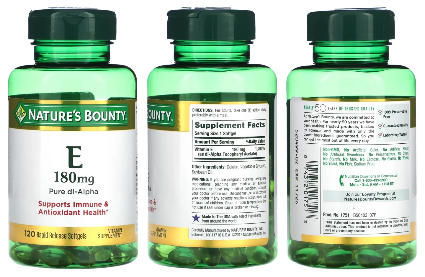 Nature's Bounty, Vitamin E packaging