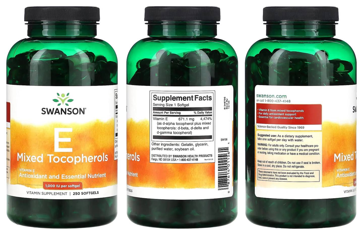 Swanson, Vitamin E Mixed Tocopherols packaging