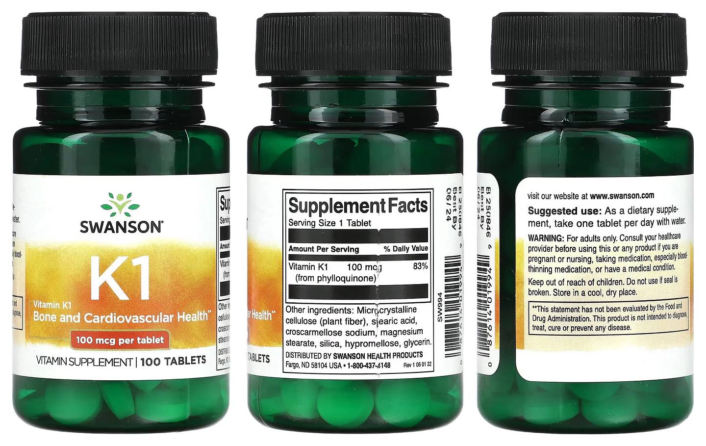 Swanson, Vitamin K1 packaging