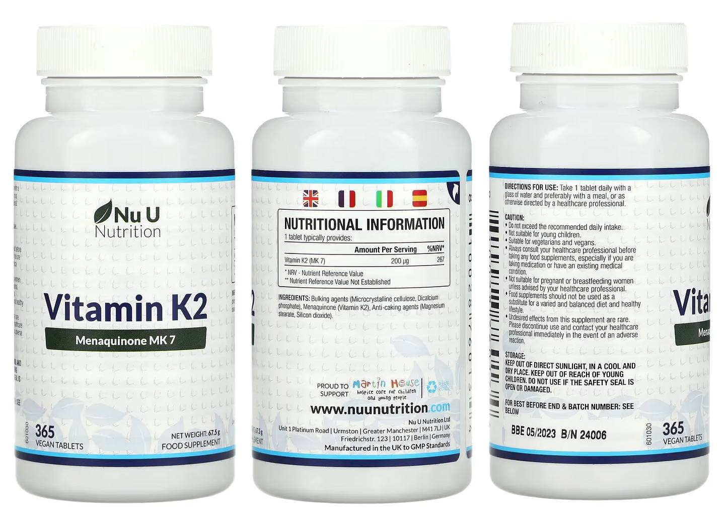 Nu U Nutrition, Vitamin K2 packaging