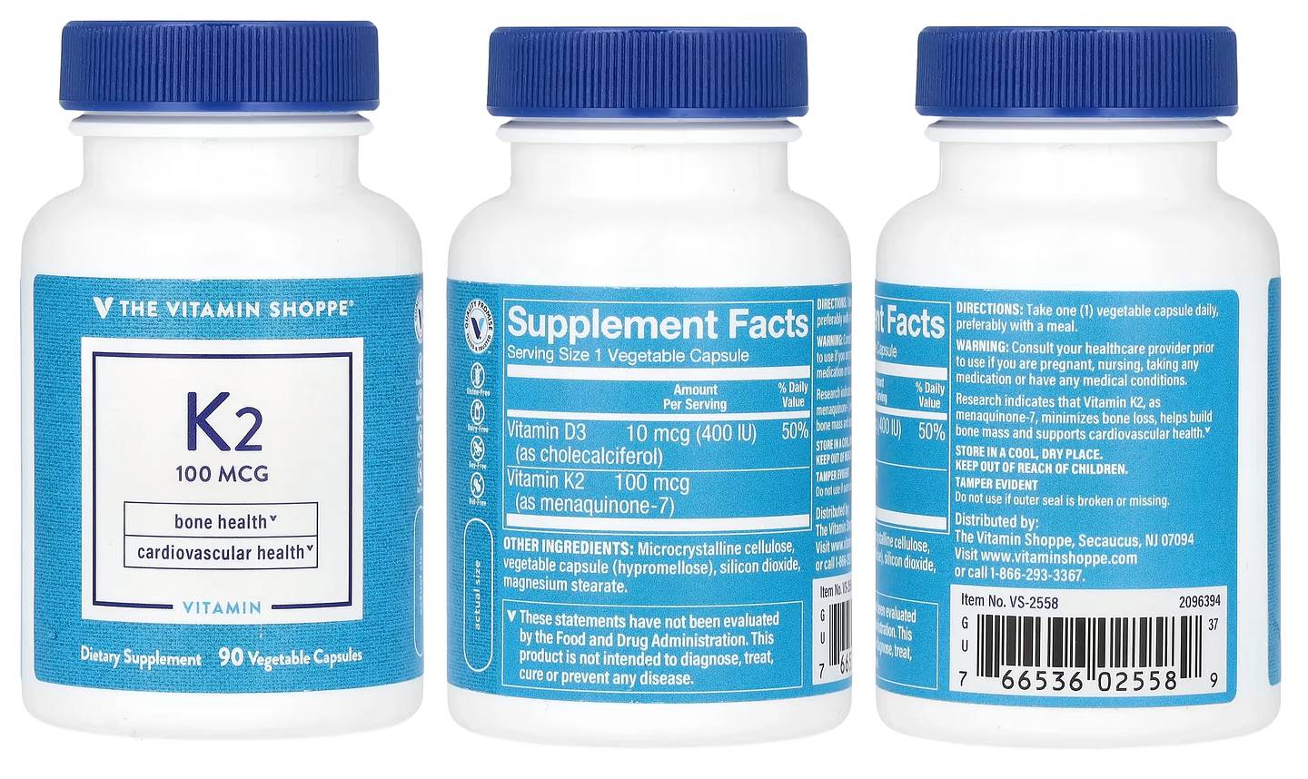 The Vitamin Shoppe, Vitamin K2 packaging