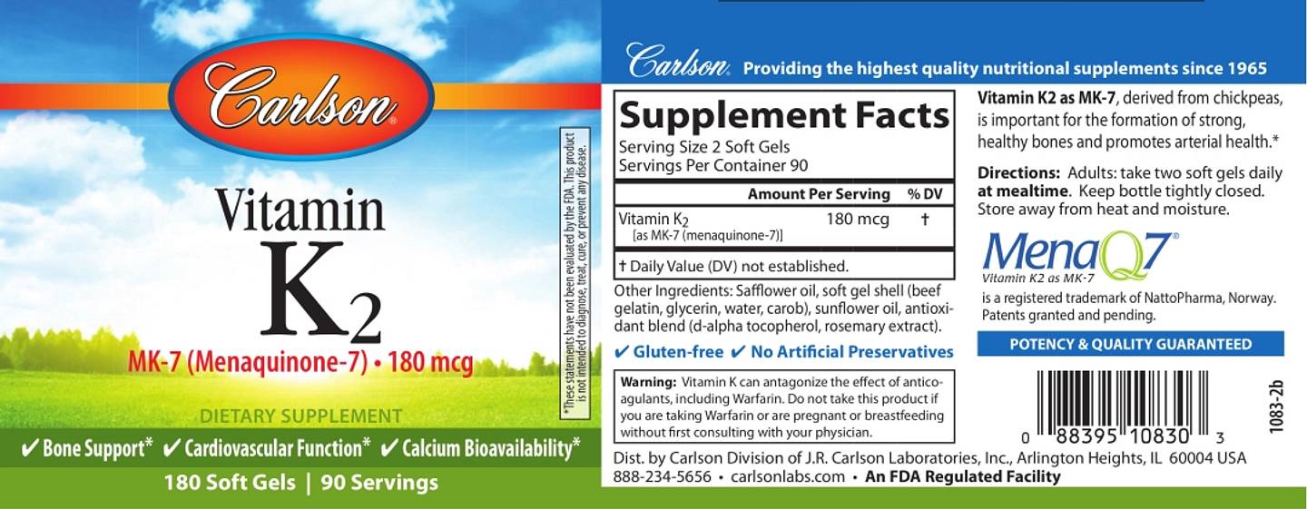 Carlson, Vitamin K2 label