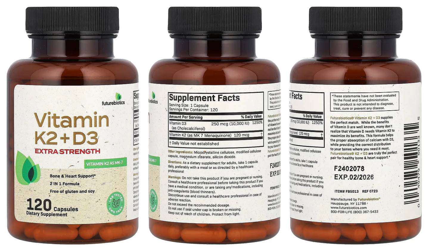 Futurebiotics, Vitamin K2 + D3 packaging