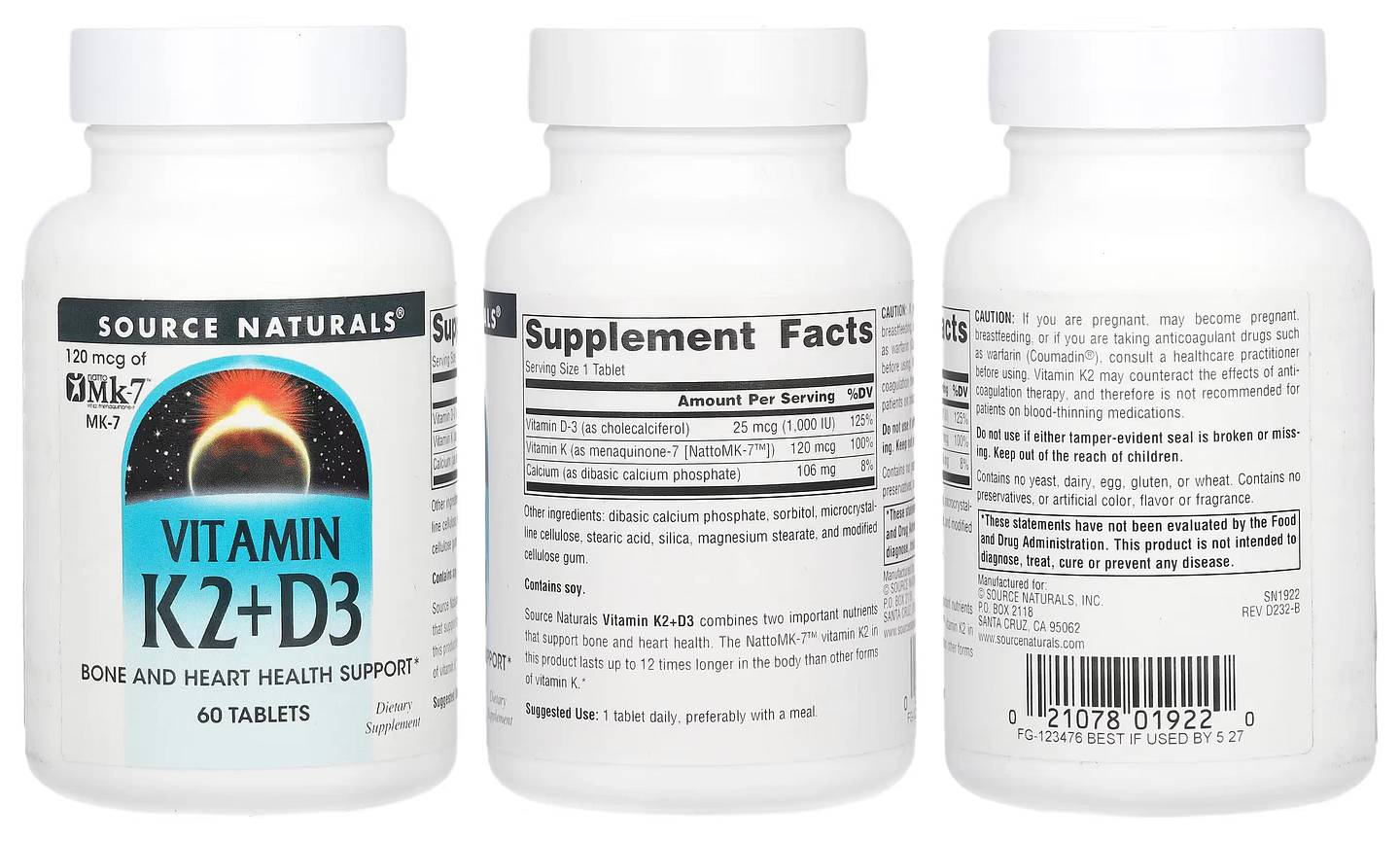 Source Naturals, Vitamin K2 + D3 packaging