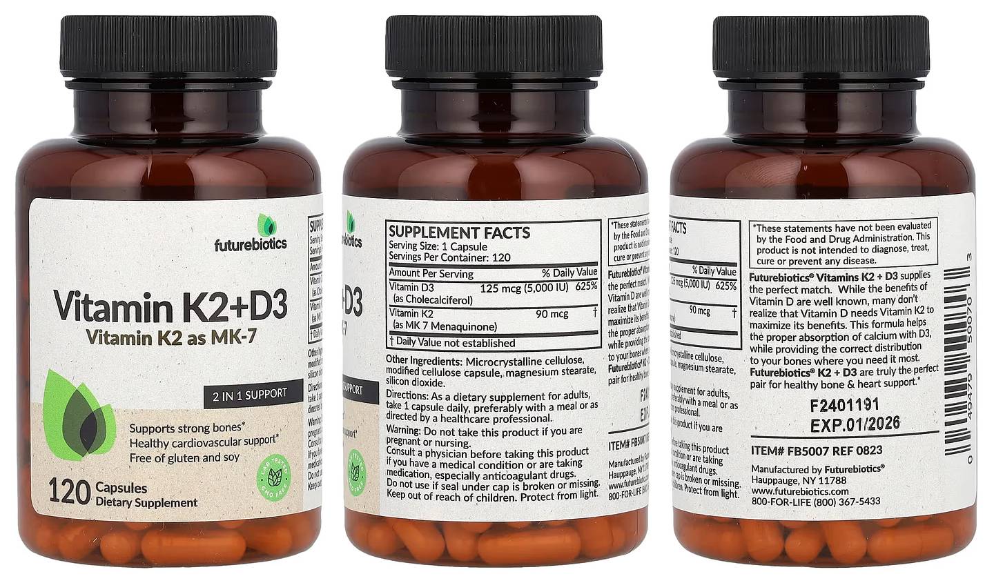 Futurebiotics, Vitamin K2 + D3 packaging