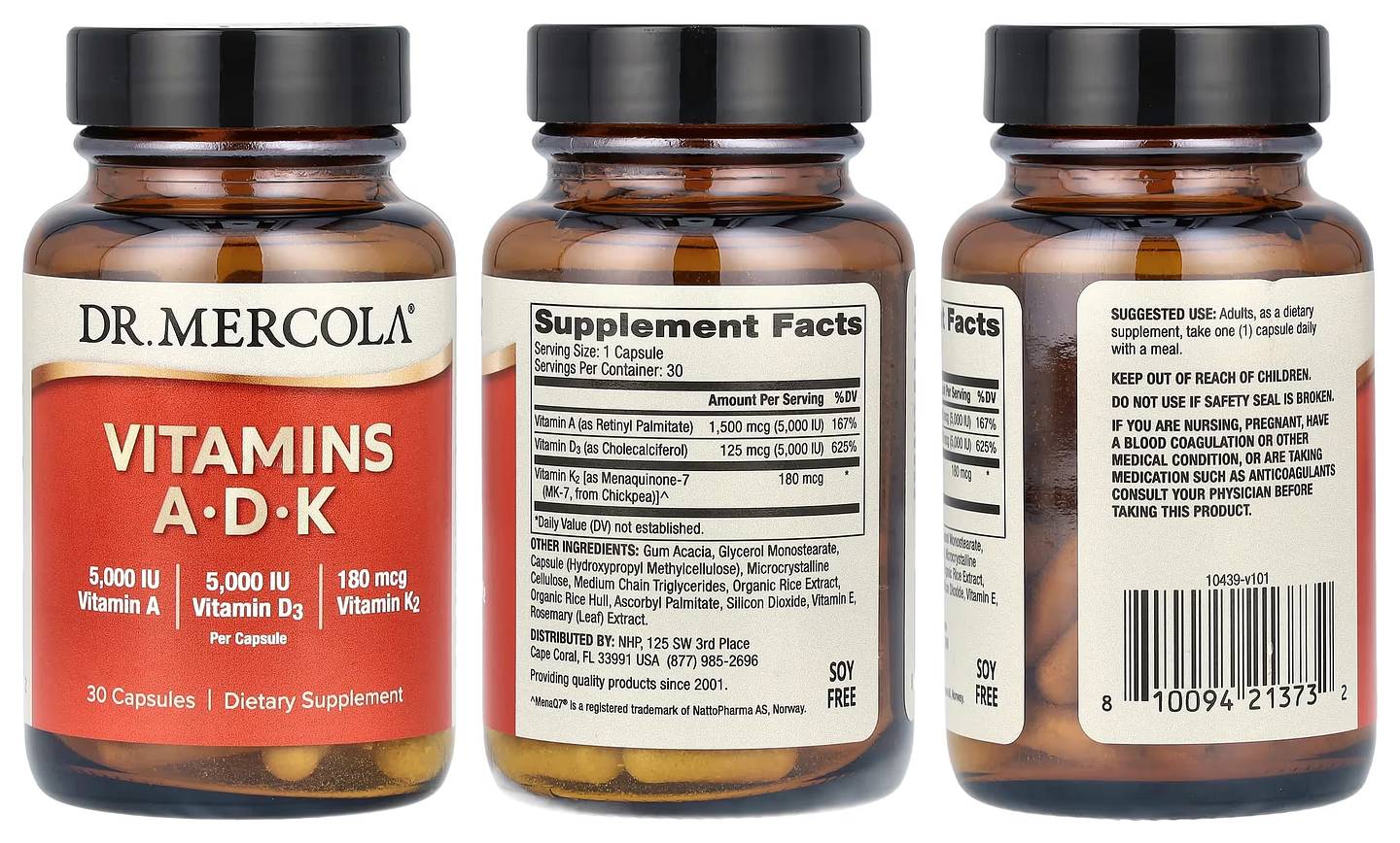 Dr. Mercola, Vitamins A-D-K packaging