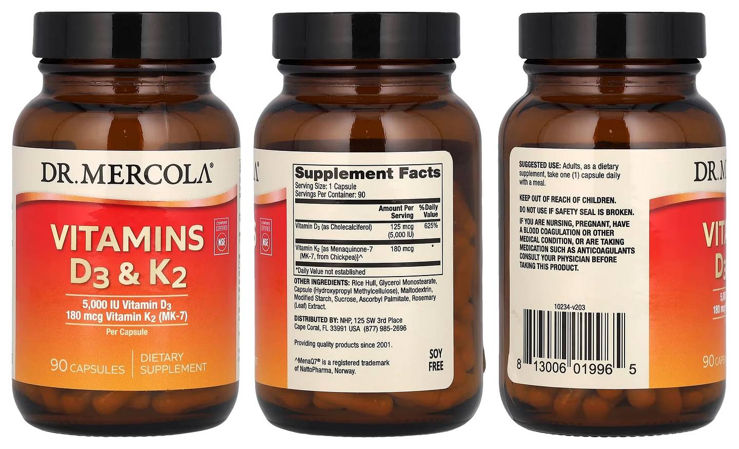 Dr. Mercola, Vitamins D3 & K2 packaging