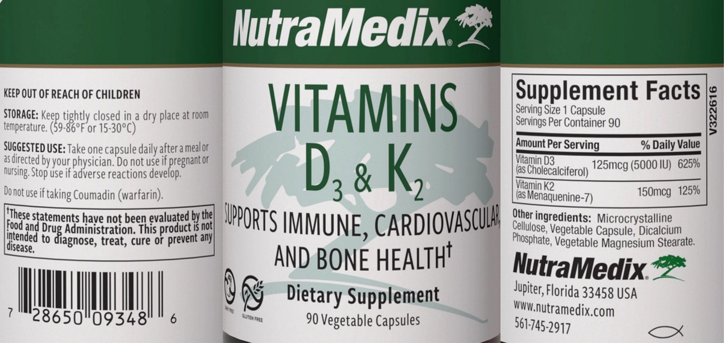 NutraMedix, Vitamins D3 & K2 label