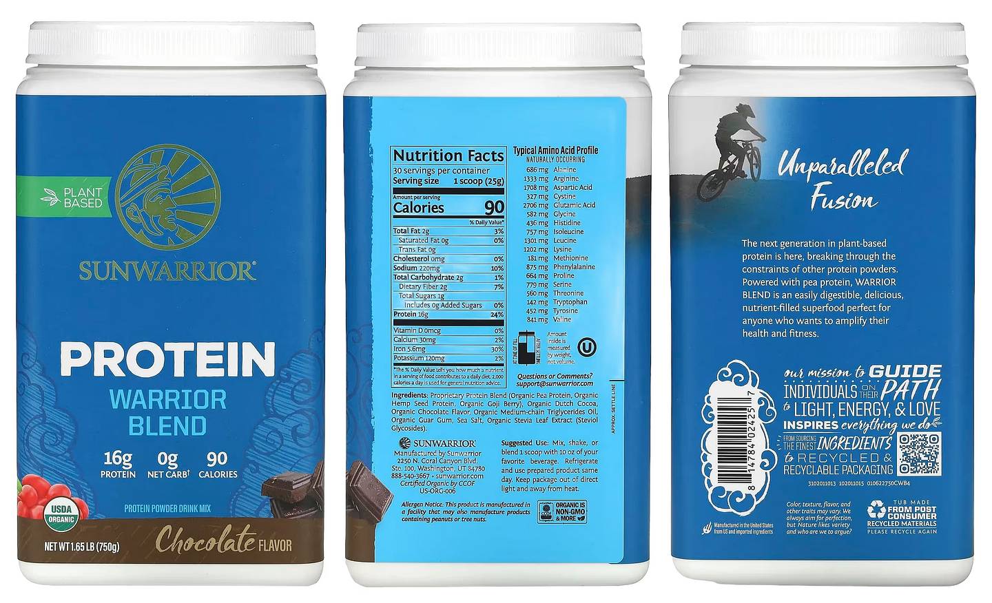 Sunwarrior, Warrior Blend, Protein, Chocolate packaging