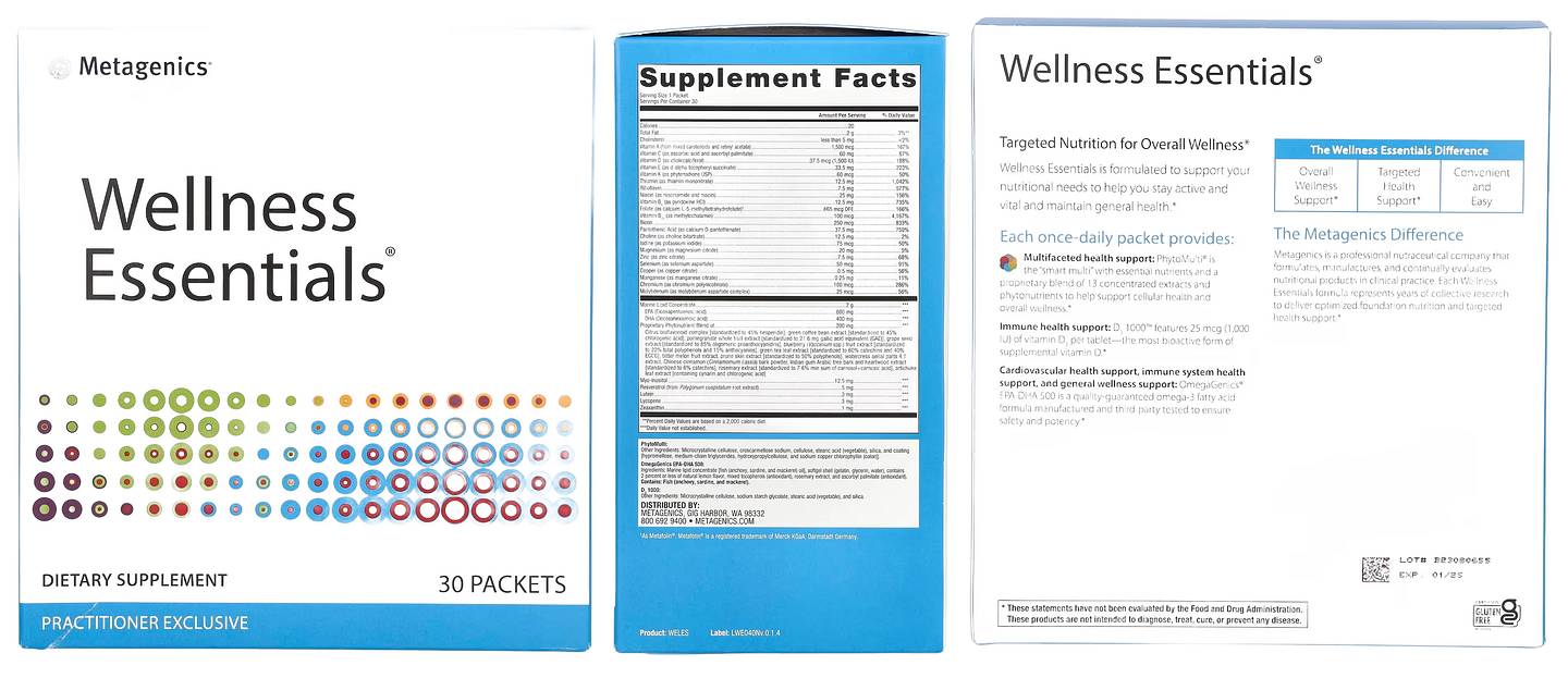 Metagenics, Wellness Essentials packaging