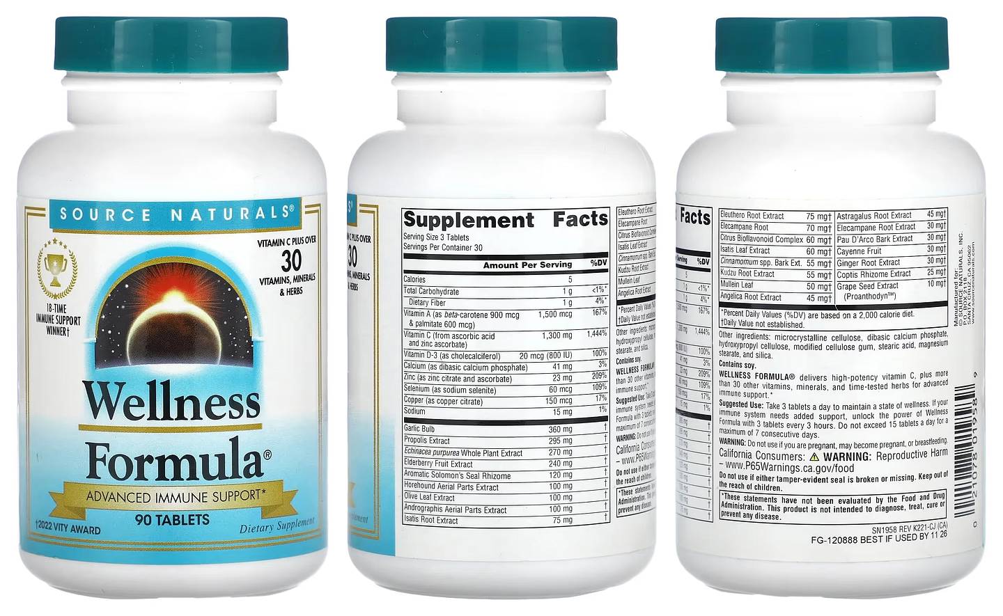 Source Naturals, Wellness Formula packaging