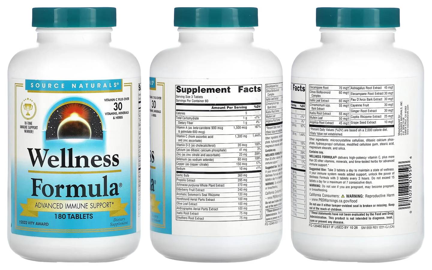 Source Naturals, Wellness Formula, Advanced Immune Support packaging