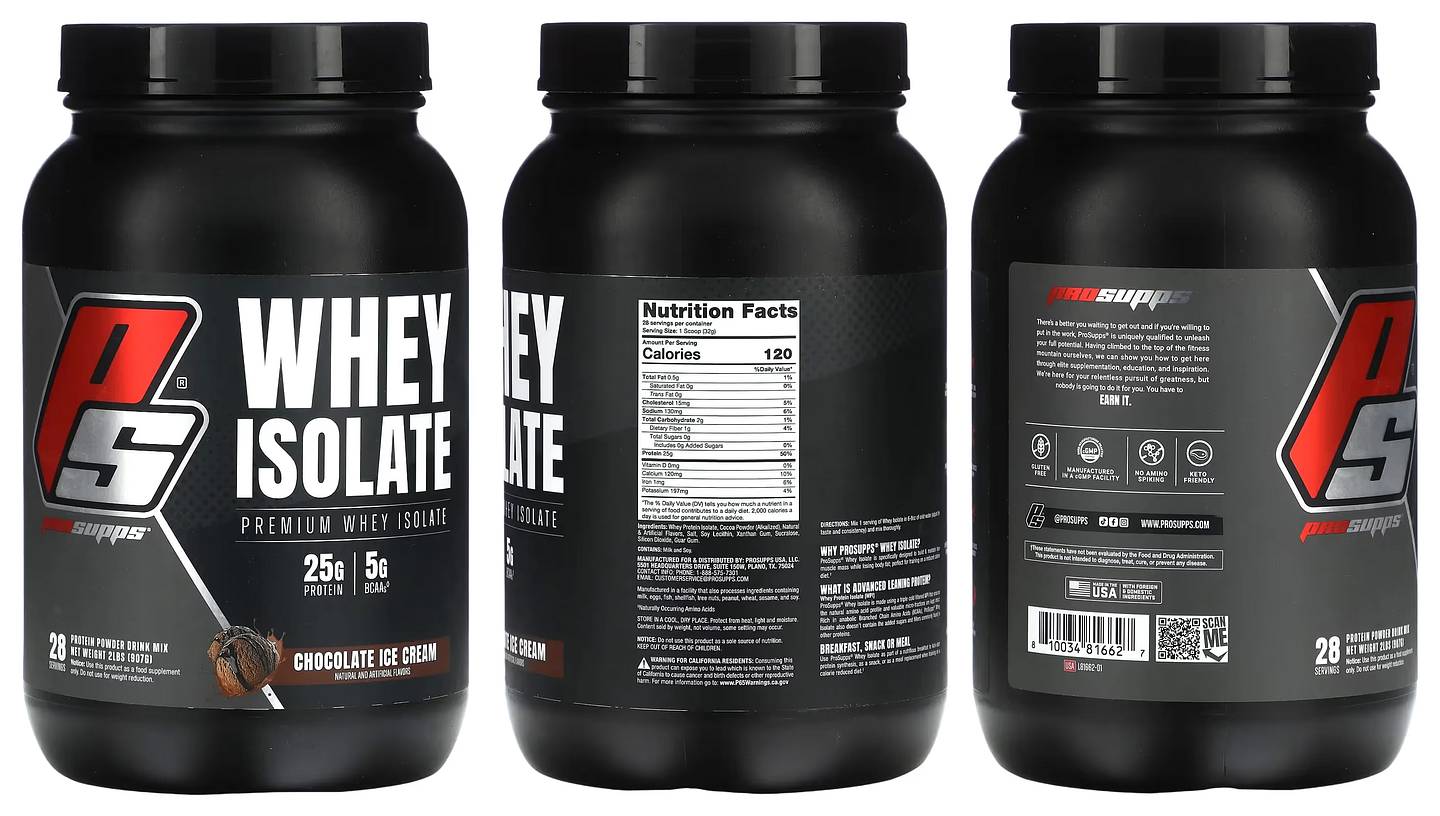 ProSupps, Whey Isolate, Chocolate Ice Cream packaging