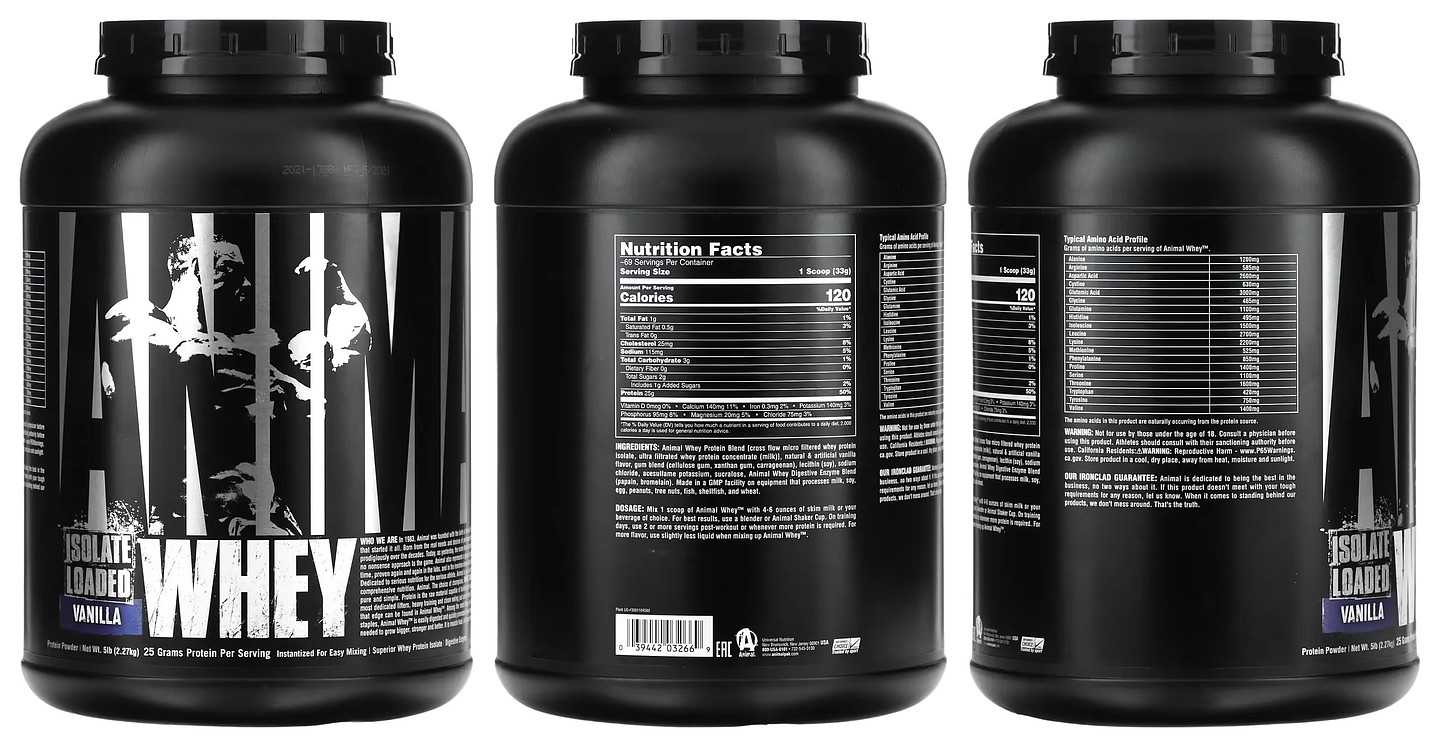 Animal, Whey Isolate Loaded, Vanilla packaging