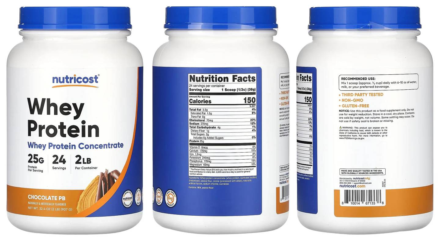 Nutricost, Whey Protein, Chocolate PB packaging