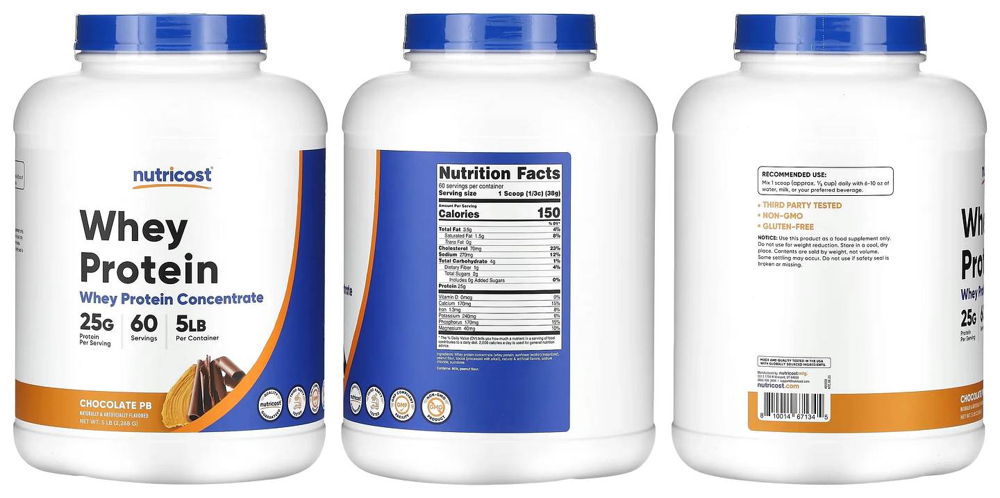 Nutricost, Whey Protein Concentrate packaging