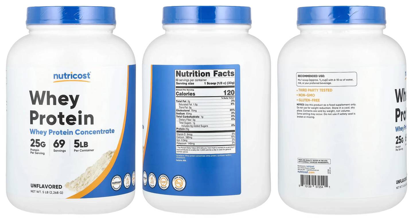 Nutricost, Whey Protein Concentrate packaging