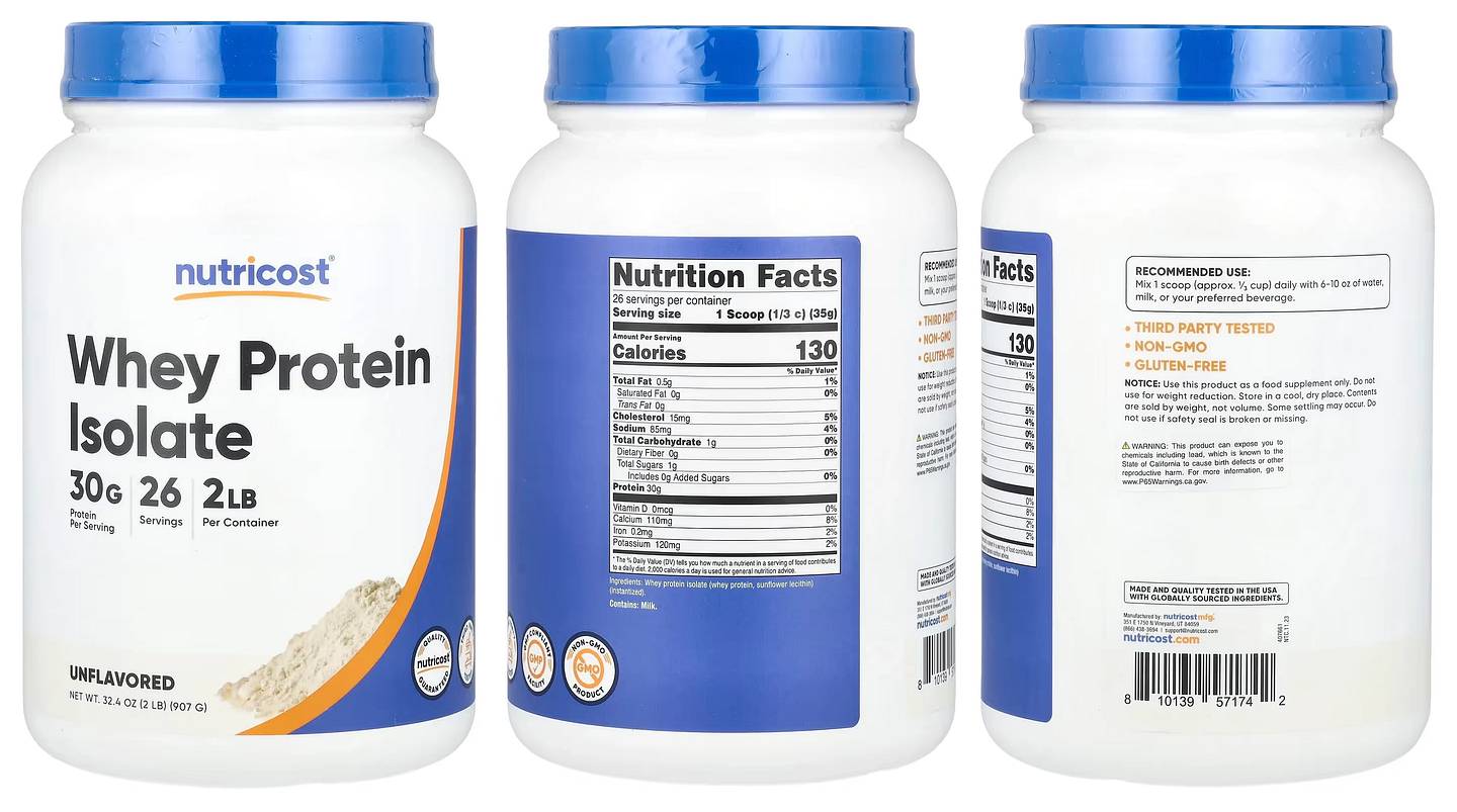 Nutricost, Whey Protein Isolate packaging