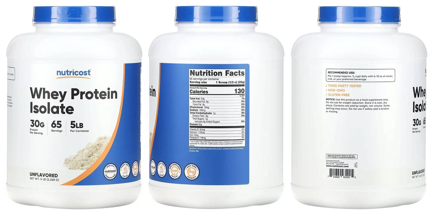 Nutricost, Whey Protein Isolate packaging