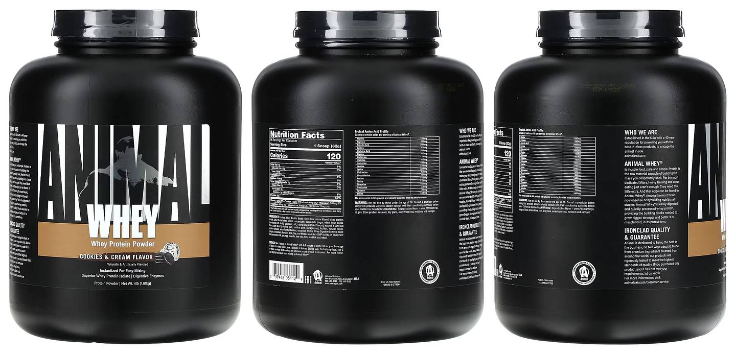 Animal, Whey Protein Powder, Cookie & Cream packaging