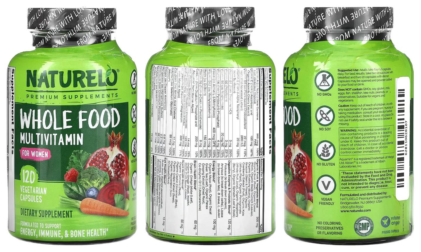 NATURELO, Whole Food Multivitamin for Women packaging